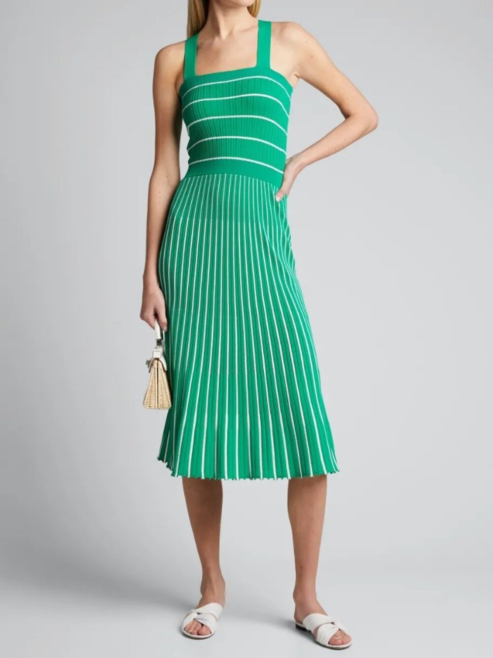 $500 ALEXIS BESS STRIPED SLEEVLESS MIDI DRESS SIZE M MEDIUM